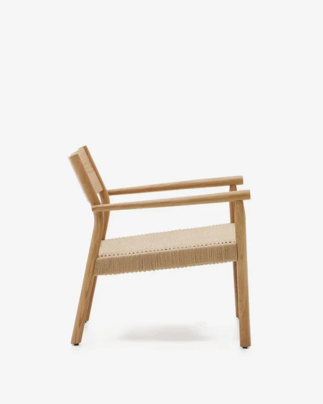 Butaca Yalia de madera maciza roble FSC 100% - acabado natural y asiento de cuerda de papel en Madera natural - Butacas, banquetas y puffs, Uruguay | Kavehome, vista 6