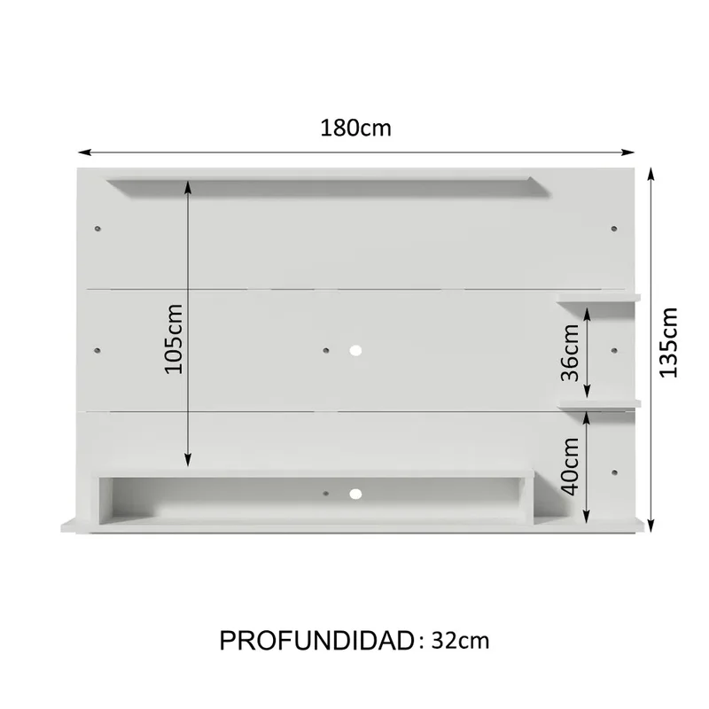 Panel TV con estante hasta 60 Pulgadas en Blanco - Muebles para TV, Uruguay | Balton, vista 6
