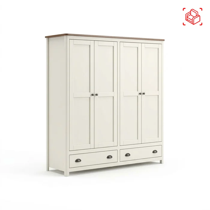 Placard Ropero 4 Puertas Madera Natural-beige Topazio en Blanco - Roperos y placares, Uruguay | Divino, vista 5