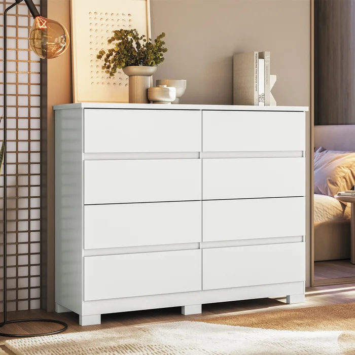 Comoda Roma 8 Cajones Moderna 100% Mdp Con Patas en Blanco - Cómodas, Uruguay | Soy Hogar, vista 2