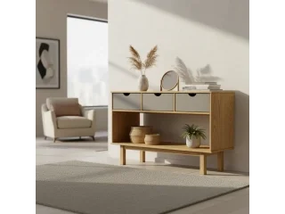 Aparador 3C Mel/gris Linea Nordica en Madera Maciza en Madera natural - Aparadores y recibidores, Uruguay | Quesal, vista 8