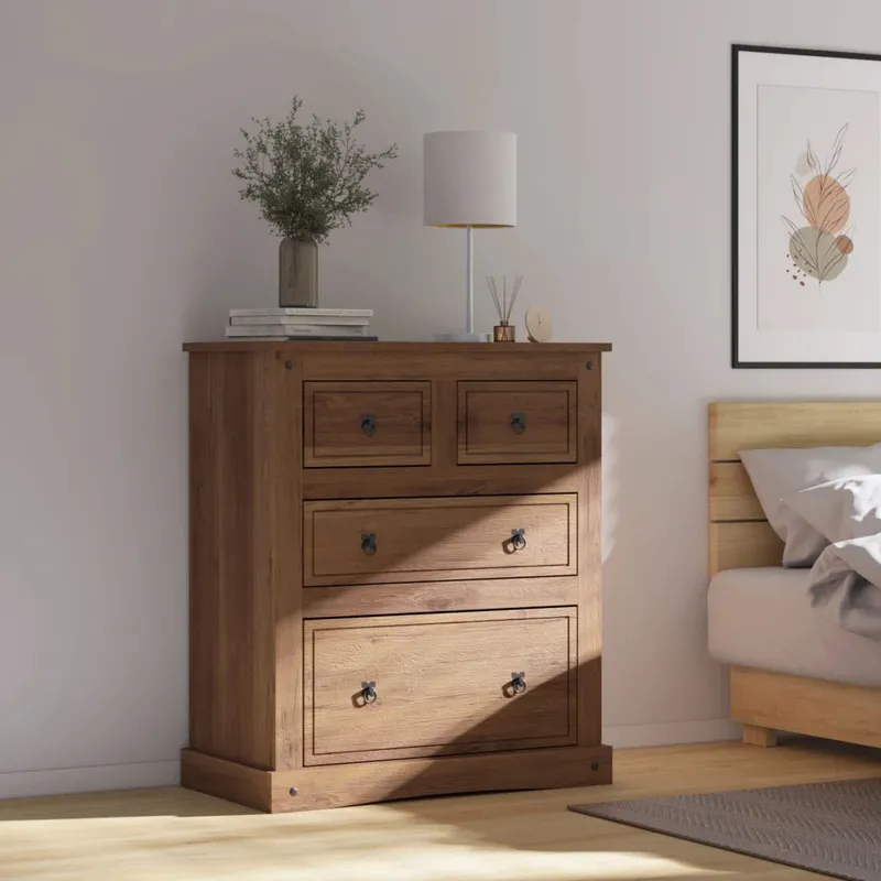 Comoda 4 Cajones - Línea Monterrey - Nogal en Marrón - Cómodas, Uruguay | Ecowood