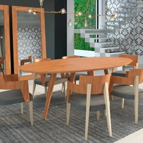 Mesa Comedor Nordica Oval en Madera natural - Mesas de comedor, Uruguay | Champagne Home