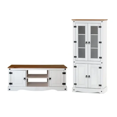 Promo Rack de Tv + Biblioteca con Cristalero Línea Naturale - Blanco en Blanco - Muebles para TV, Uruguay | La Cueva Muebles, vista 8