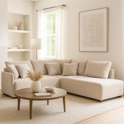 Rinconera Modulare - Tela Microfibra - Chaise derecho - FX4-10 (Beige) en Beige - Sillones y sofás, Uruguay | NYR