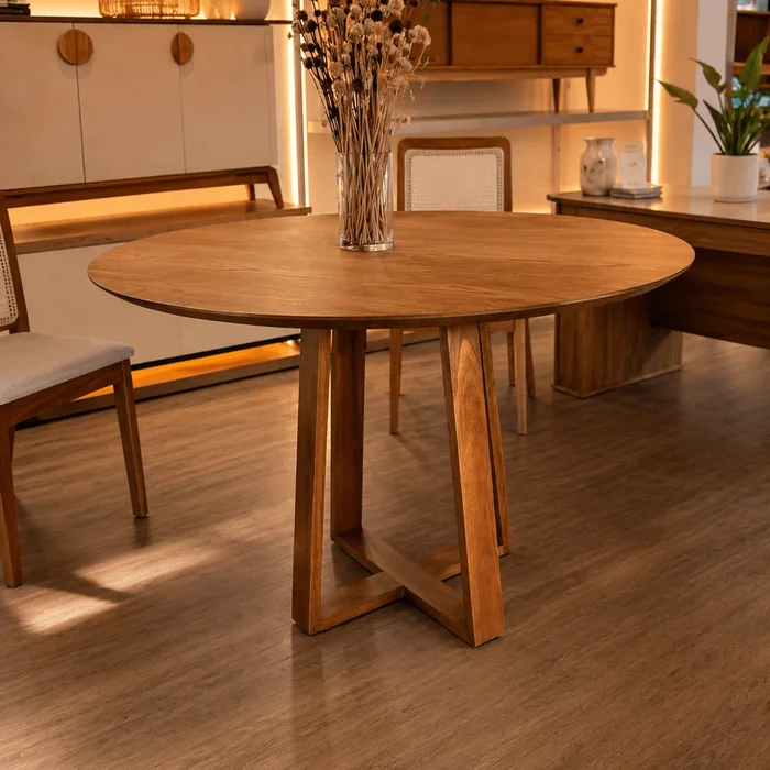 Mesa Asia Redonda 120cm - Madera Maciza en Madera natural - Mesas de comedor, Uruguay | Balton, vista 2
