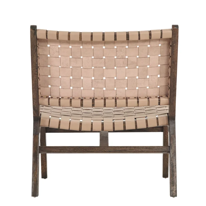 Butaca Cuero-y-madera Marron Kaia Taupe en Beige - Sillones y sofás, Uruguay | Divino, vista 7