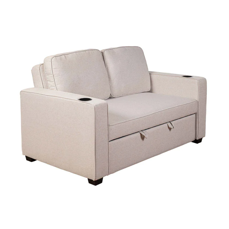 Sofá Cama 2 Cuerpos Tela Natural-beige Miley Beige en Beige - Sillones y sofás, Uruguay | Divino, vista 3