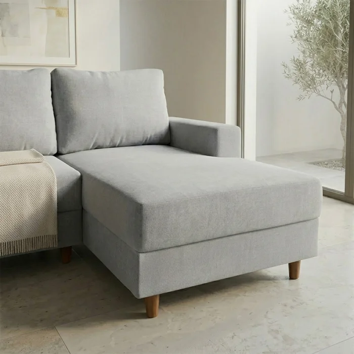 Rinconera Lucci - Tela Microfibra - Chaise derecho - Berlin 05 (Ceniza) en Beige - Sillones y sofás, Uruguay | Nyr, vista 7