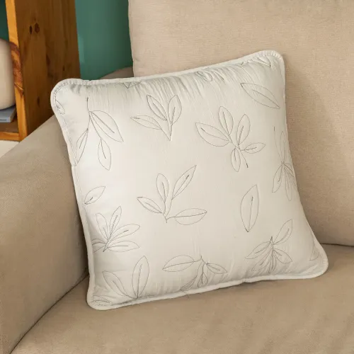Funda de Almohadón Bordado Hojas - Textiles, Uruguay | Arredo