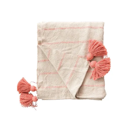 Manta tejida Dana en Rosa - Textiles, Uruguay | Martinika Deco