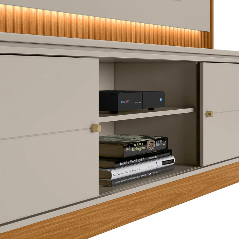 Rack con Panel Guararapes 215cm con kit Led MDF/MDP en Blanco - Muebles para TV, Uruguay | Balton, vista 8