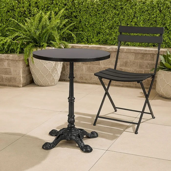 MESA DE EXTERIOR MICHELIN Negro CIRCULAR en Negro - Mesas de comedor, Uruguay | Viasono