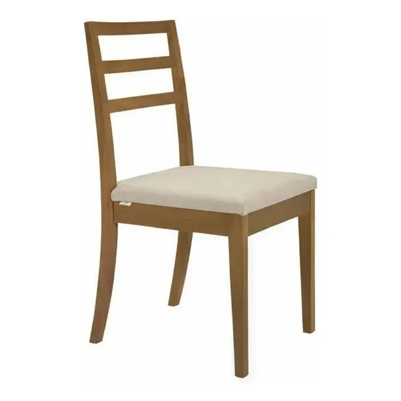 SILLA BAJA - MADERA CLARA - TAPIZADO TELA BEIGE en Madera natural - Sillas, Uruguay | Champagne Home