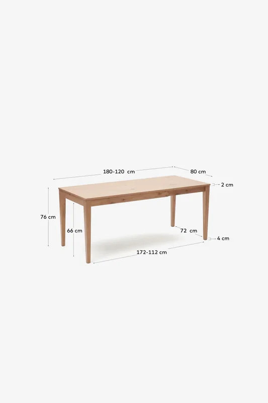 Mesa extensible Yain de chapa y madera maciza de roble - 120 (180) x 80 cm en Madera natural - Mesas de comedor, Uruguay | Kavehome, vista 10
