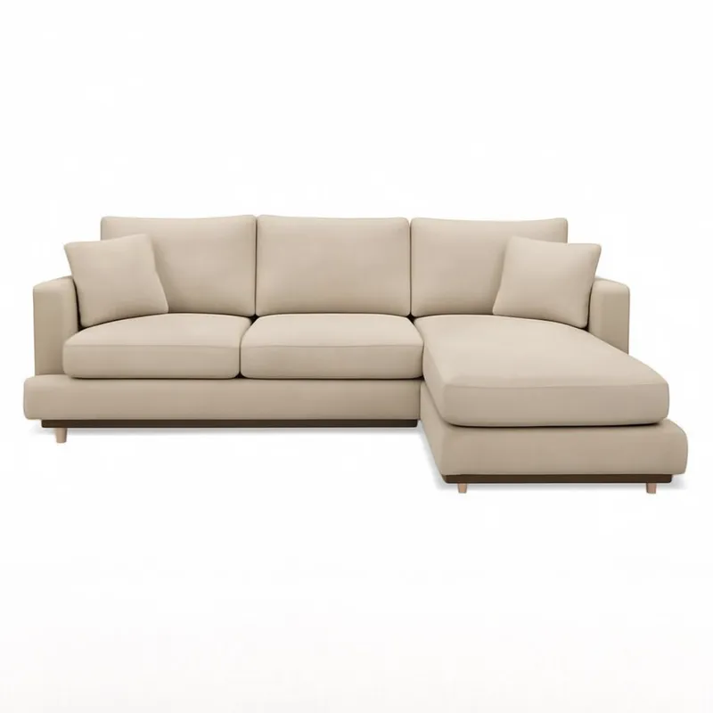Sofa con Chaise Dublin 4 Cuerpos (240 cm) EASY CLEAN – Beige en Madera natural - Sillones y sofás, Uruguay | Berna home
