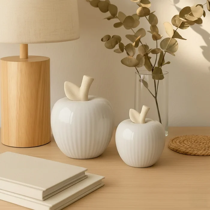 MANZANA CERAMICA ACANALADA 7.5x7.5x9CM TORNASOLADO en Multicolor - Decoración, Uruguay | Koz, vista 2