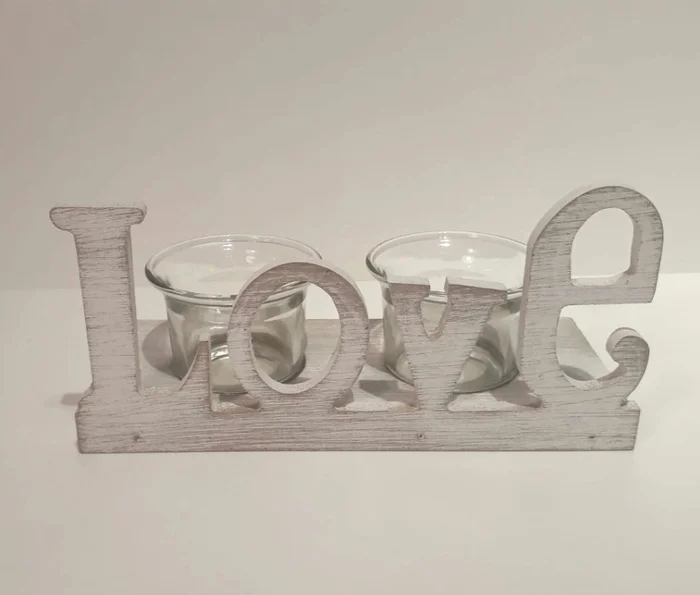 CANDELABRO LOVE 2 VELAS en Beige claro - Velas y Portavelas, Uruguay | Champagne Home