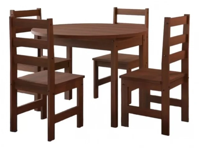 Juego de comedor redondo 4 sillas en Marrón - Mesas de comedor, Uruguay | Que Sal Muebleria