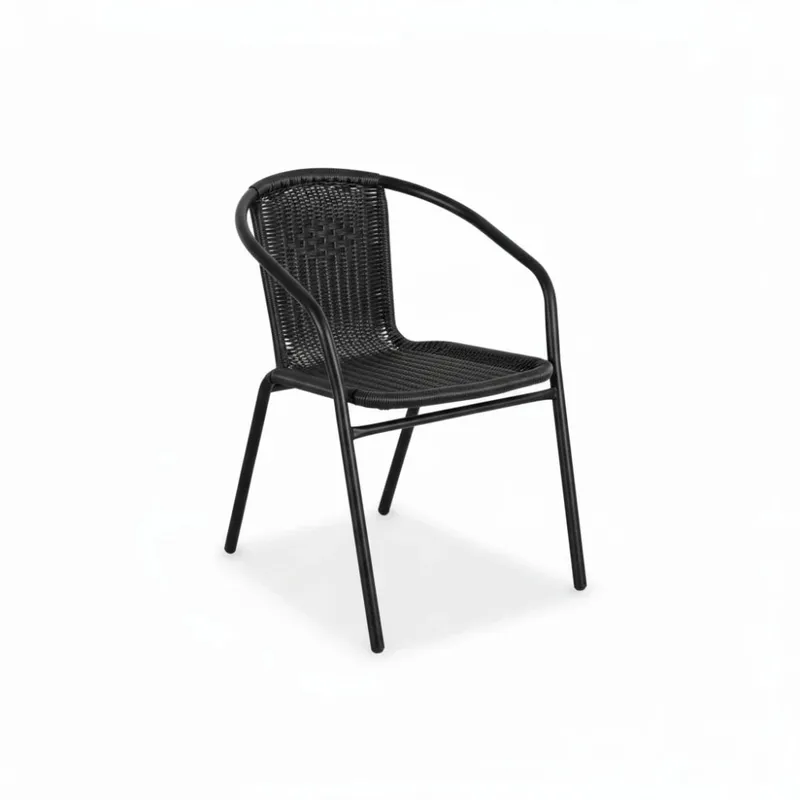 Silla Símil ratán y acero clásica - Negro - Sillas, Uruguay | Ecowood