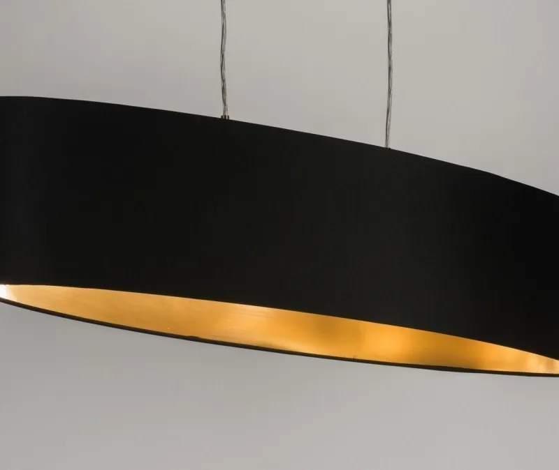 Colgante ovalado negro y dorado en Negro - Lámparas colgantes, Uruguay | La Perla