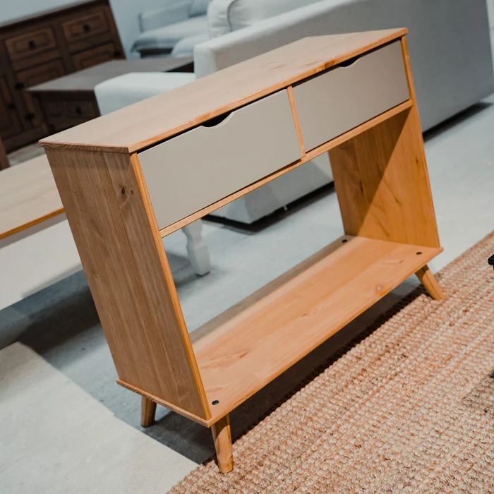 Aparador Mesa De Arrime 2 Cajones - Línea Berlín - Gris en Gris - Muebles para TV, Uruguay | Ecowood, vista 5