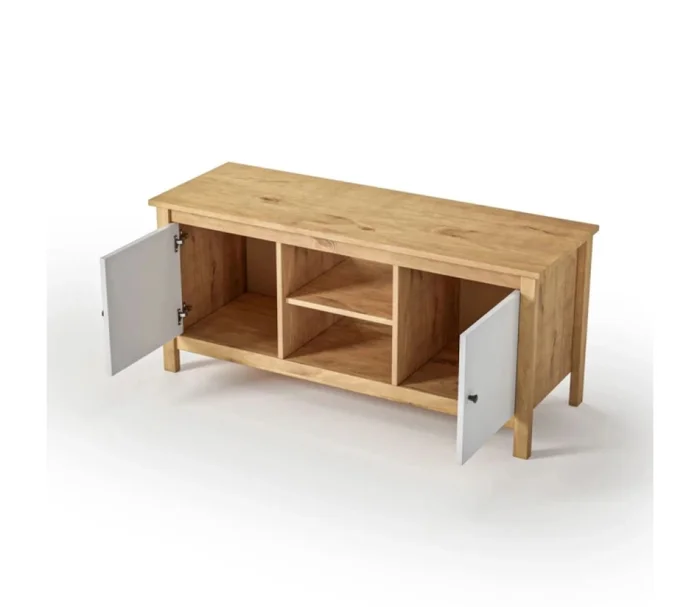 Rack 2 Puertas Mari Blanco/miel 1.10 en Madera natural - Muebles para TV, Uruguay | Albanés, vista 2