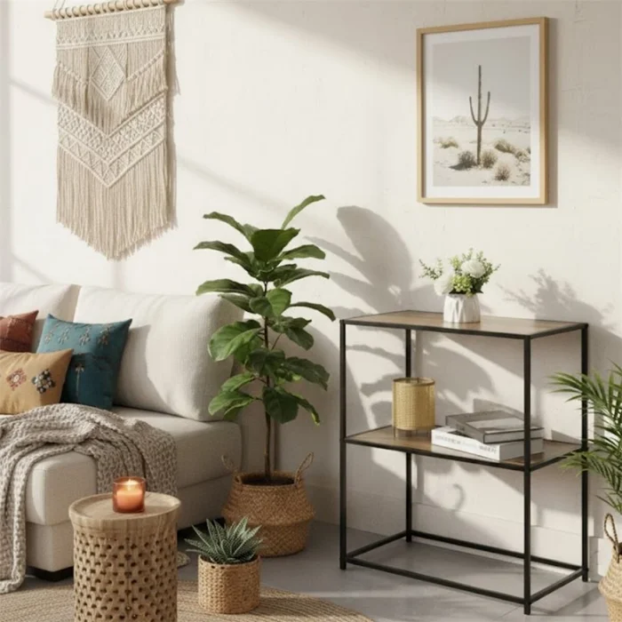 CONSOLA 2 NIVELES 62.5X30X75.5CM MADERA Y METAL en Multicolor - Mesas de comedor, Uruguay | Decohogar, vista 3