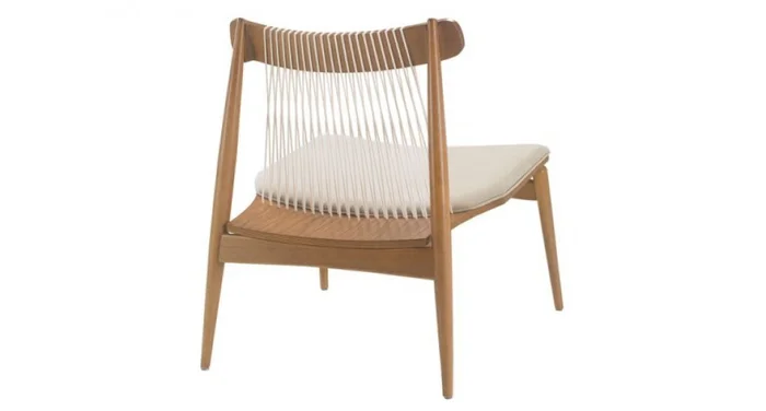 Butaca madera Amapa con asiento tapizado PU Perla c/ respaldo cuerdas en Beige - Butacas, banquetas y puffs, Uruguay | Champagne Home, vista 2