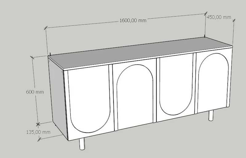Aparador Buffet Arco 160 cm - Blanco en Madera natural - Aparadores y recibidores, Uruguay | Berna Home, vista 6