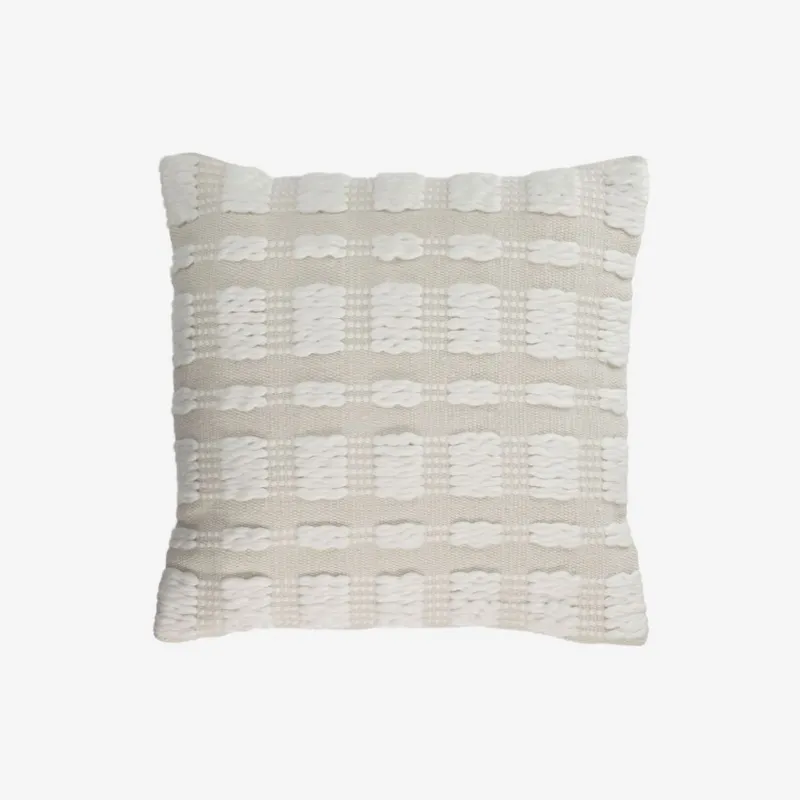 Almohadón Aima beige y blanco - 45 x 45 cm en Blanco - Textiles, Uruguay | Kavehome