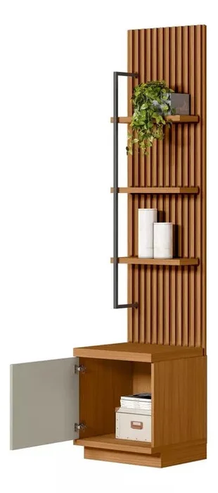 Rack con Panel Ouro Listones de madera y Led 268cm MDF/MDP en Madera natural - Muebles para TV, Uruguay | Balton, vista 9