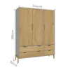 Ropero Armario de 3 Puertas, Perchero y 4 Cajones en MDP - Madera - Línea Melilla - Cinza en Gris - Roperos y placares, Uruguay | Mulata, vista 5 de 9