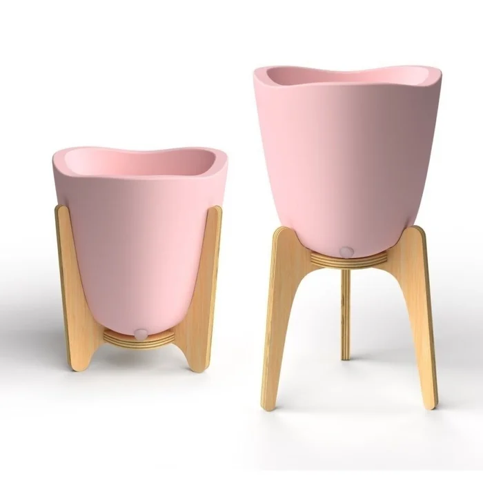 MACETA C/BASE MADERA 17X18CM TRYAS ROSA en Rosa - Macetas, Uruguay | Decohogar, vista 2