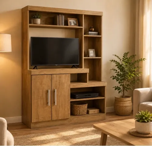 Rack Modular 2p y estantes Terracota Demolicion en Rojo - Muebles para TV, Uruguay | Que Sal Muebleria