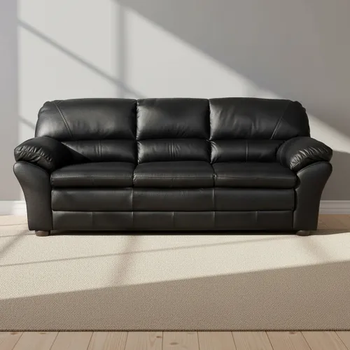 Sillón 3 Cuerpos Cuero Negro Florencia en Negro - Sillones y sofás, Uruguay | Divino