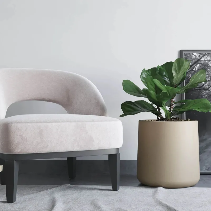 Macetero Gota 40 Beige Alto 40cm x 35cm Ancho Boca x Diam Base 40cm, 40 lts en Beige - Macetas, Uruguay | Champagne Home