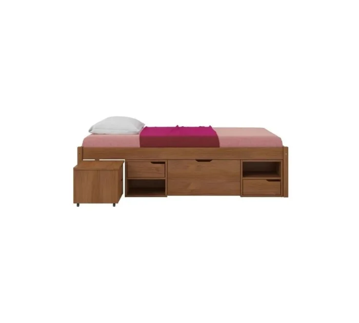 Cama Madera Maciza Con Cajones Funcional - 1 plaza - Línea Onix - Natural en Madera natural - Dormitorio, Uruguay | Ecowood, vista 3