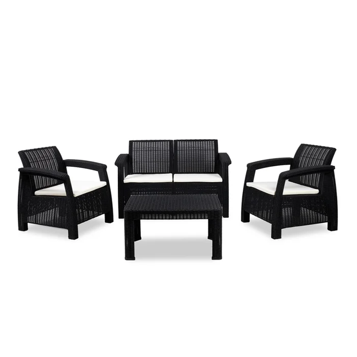 Juego de Jardín Santorini - 2 cuerpos, 2 butacas y mesa - Negro en Negro - Muebles para el exterior, Uruguay | NYR, vista 2