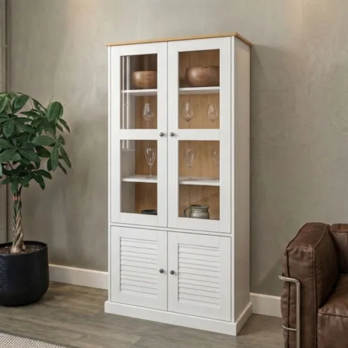 Cristalero 4 Puertas - Línea Valenciana - Blanco en Blanco - Aparadores y recibidores, Uruguay | Rústico Hogar