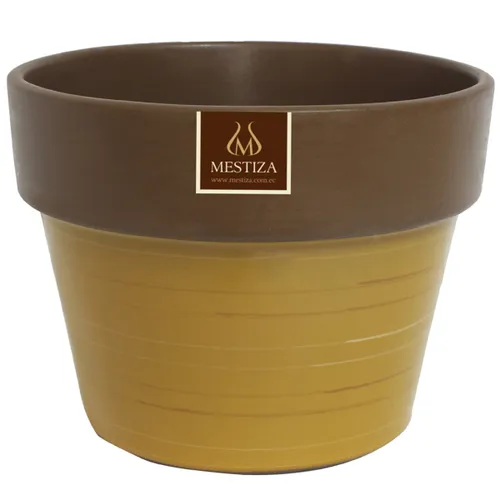 MACETA CERAM GRETA MORENA MOSTAZA MESTIZA D23/H18CM - Macetas, Uruguay | Decohogar