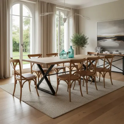 Juego De Comedor Madera Ozark Industrial 6 Sillas Vienesas A Eleccion en Madera natural - Mesas de comedor, Uruguay | Ozark Home