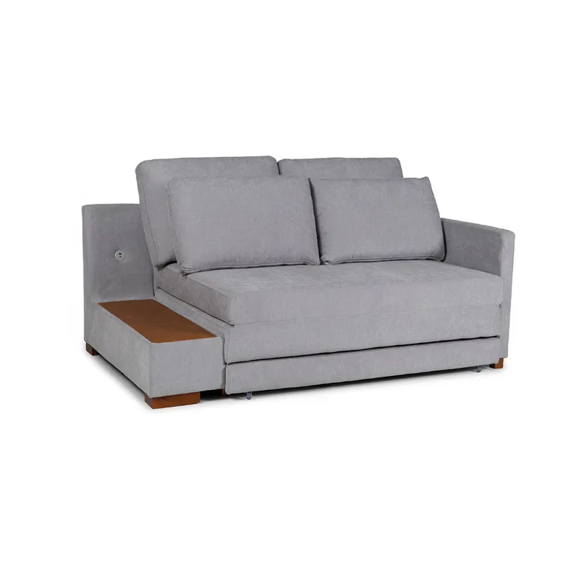 Sofá Cama Niki - Con mesa - Tela Microfibra - 10286 (Gris) en Gris - Sillones y sofás, Uruguay | NYR