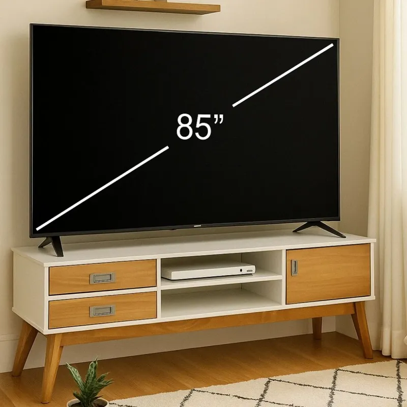 Rack de tv Linea Metro - Blanco/Miel en Multicolor - Muebles para TV, Uruguay | La Cueva Muebles