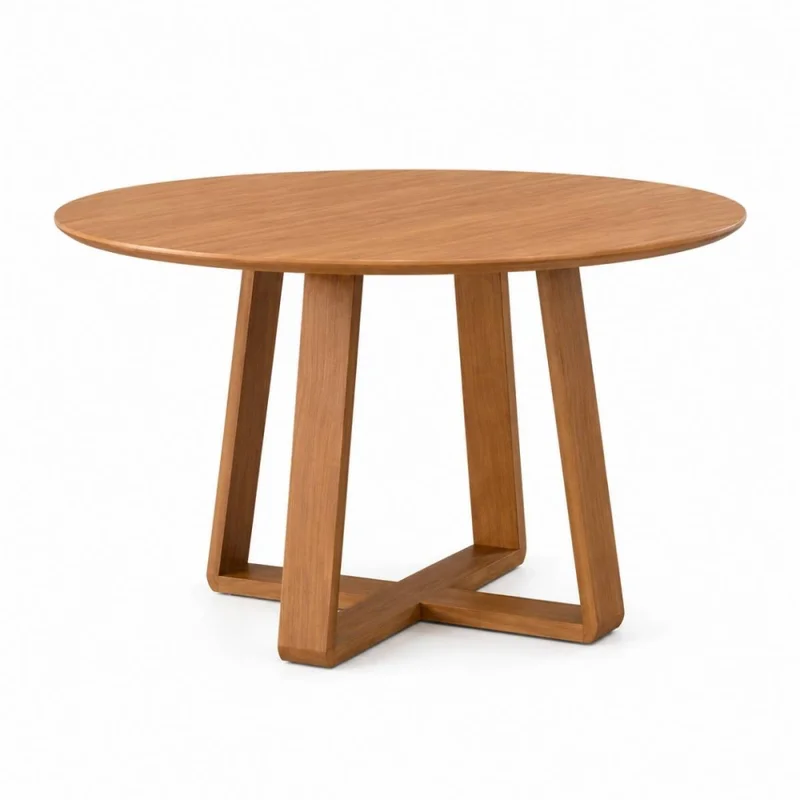 Mesa de Comedor Wood - Redonda - 100 - Canela en Blanco, Uruguay | NYR, vista 3
