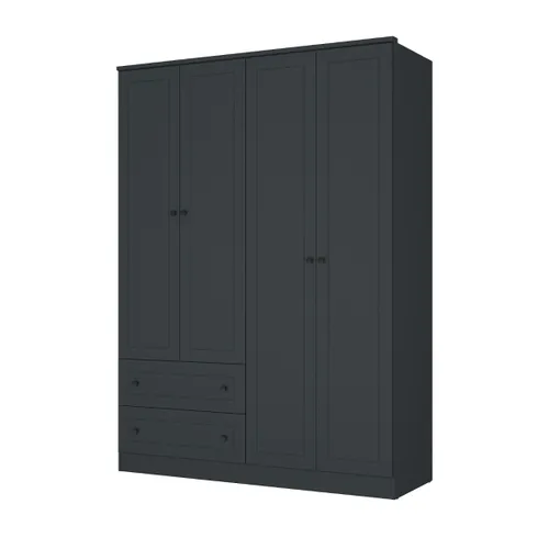 Ropero Americana PLUS 4 puertas 2 cajones - 100%MDF - Gris Grafito en Gris - Roperos y placares, Uruguay | Rústico Hogar