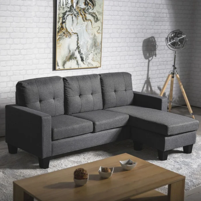 Sillon 3 cuerpos con chaise Herbie - GRIS en Gris, Uruguay | La Cueva Muebles, vista 5