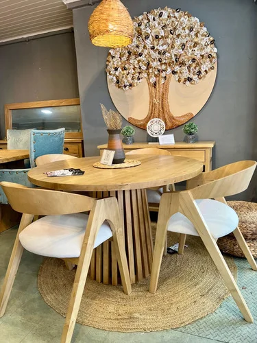 Juego De Comedor Madera Dinamarca 120 Diametro 4 Sillas A Eleccion en Madera natural - Mesas de comedor, Uruguay | Ozark Home, vista 5