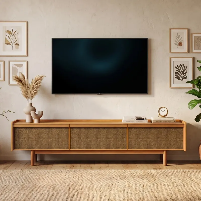Rack para TV Dune 1.8 - Linea Manhattan - Off White en Madera natural - Muebles para TV, Uruguay | Rústico Hogar