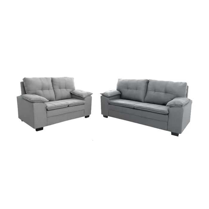 Juego De Living Sillón 3+2 Cuerpos Tapizado Tela Chenille en Gris - Sillones y sofás, Uruguay | Soy Hogar